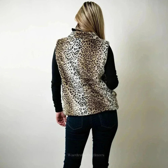 Vintage 1990s Leopard Animal Print Cobblestone Canyon Cheetah Faux Fur Vest - S - Picture 3 of 10